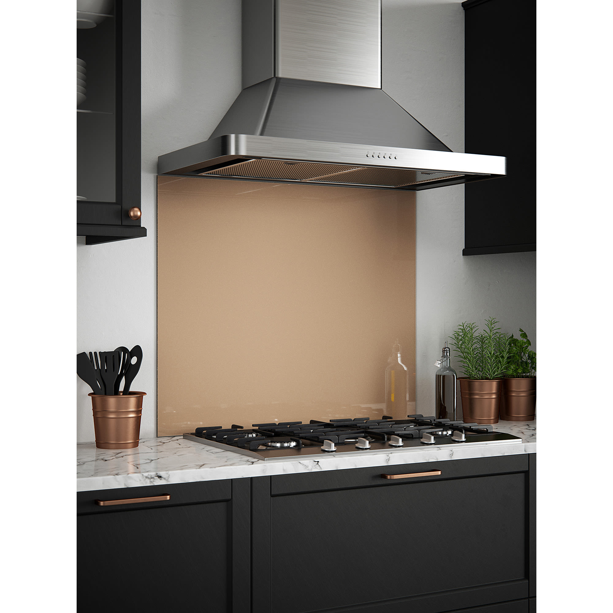Self Adhesive Glass Kitchen Splashback - 750 x 900mm - Rose Gold - view 2
