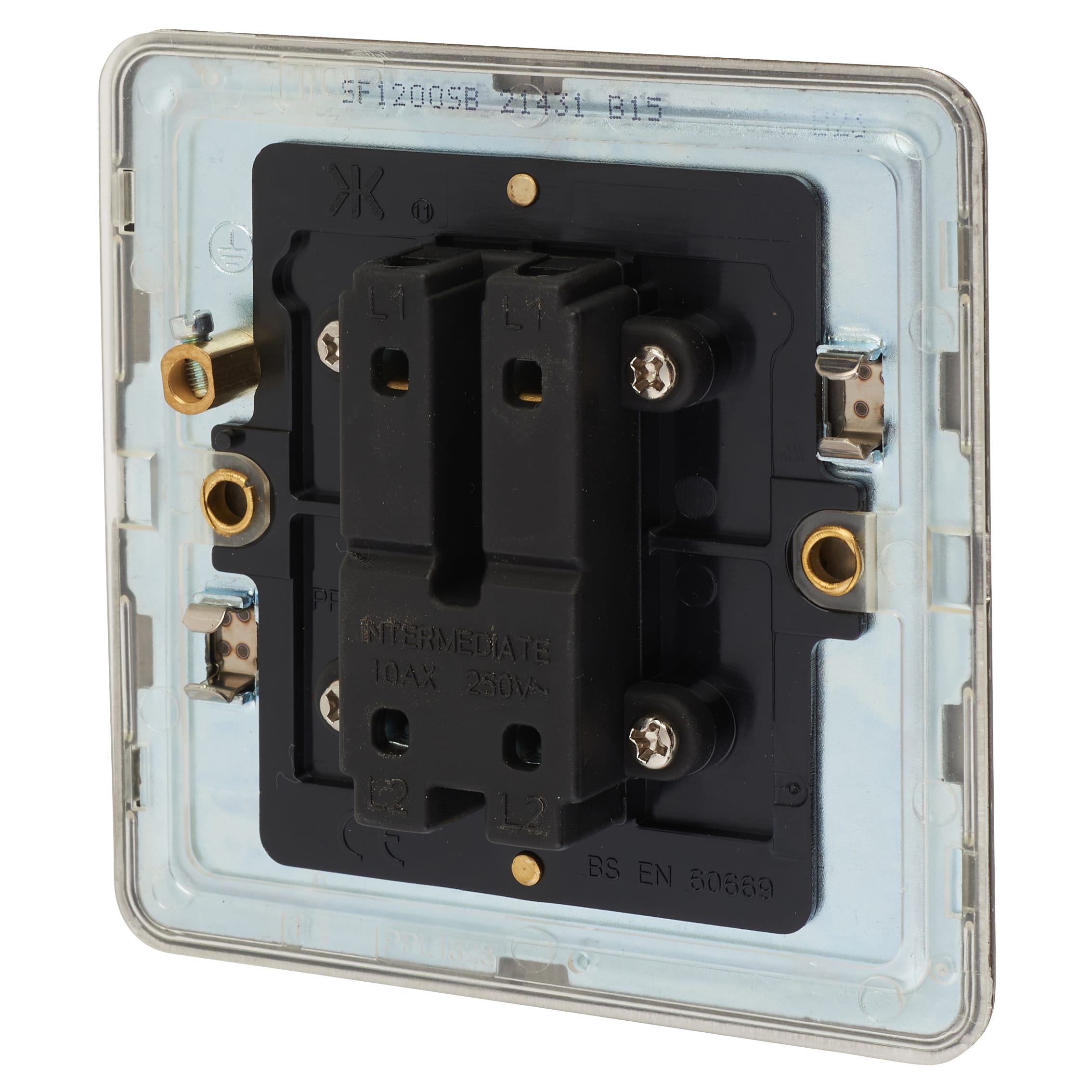 10AX 1 Gang Intermediate Screwless Flat Plate Light Switch - Smoked Bronze - view 3