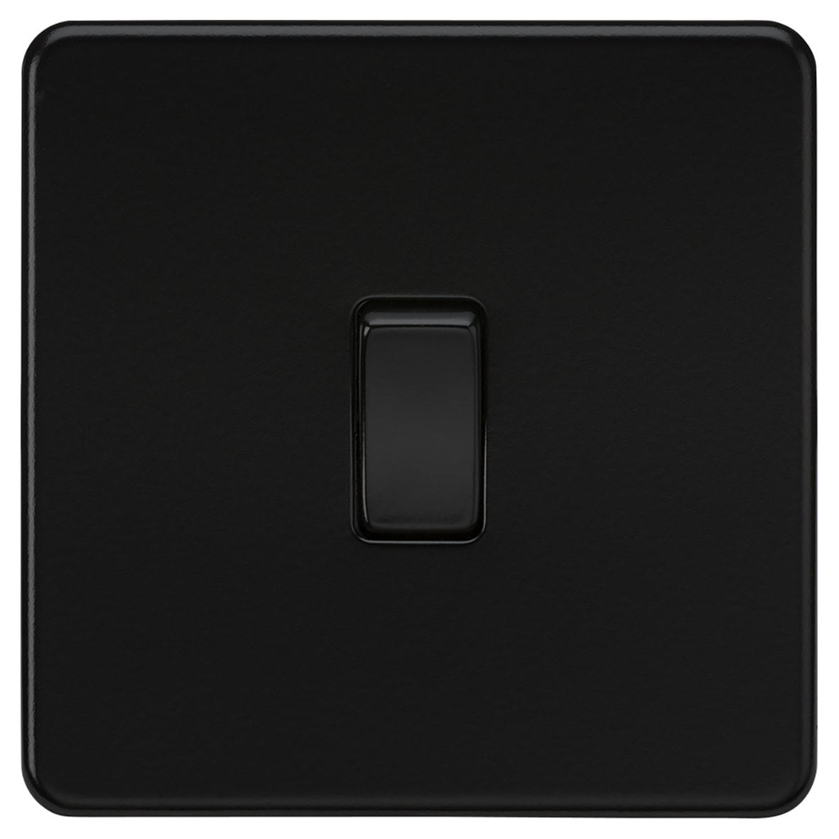 10AX 1 Gang Intermediate Screwless Flat Plate Light Switch - Matt Black - view 4