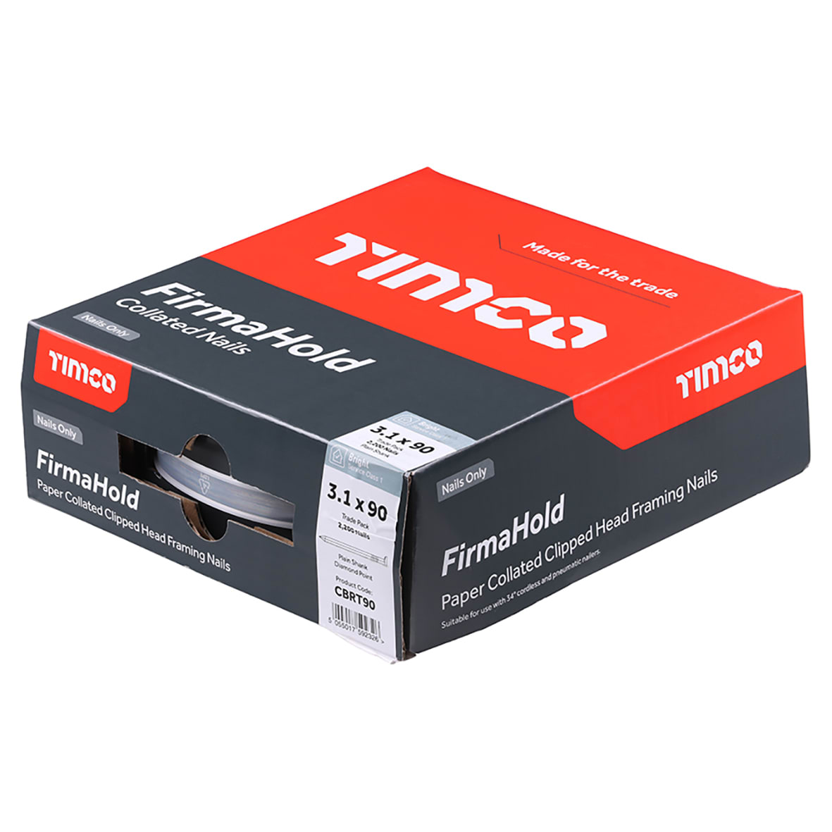 FirmaHold First Fix Nail - Plain - 34° Angled - 3.1 x 90mm - Bright Steel - Pack of 2200 - view 2