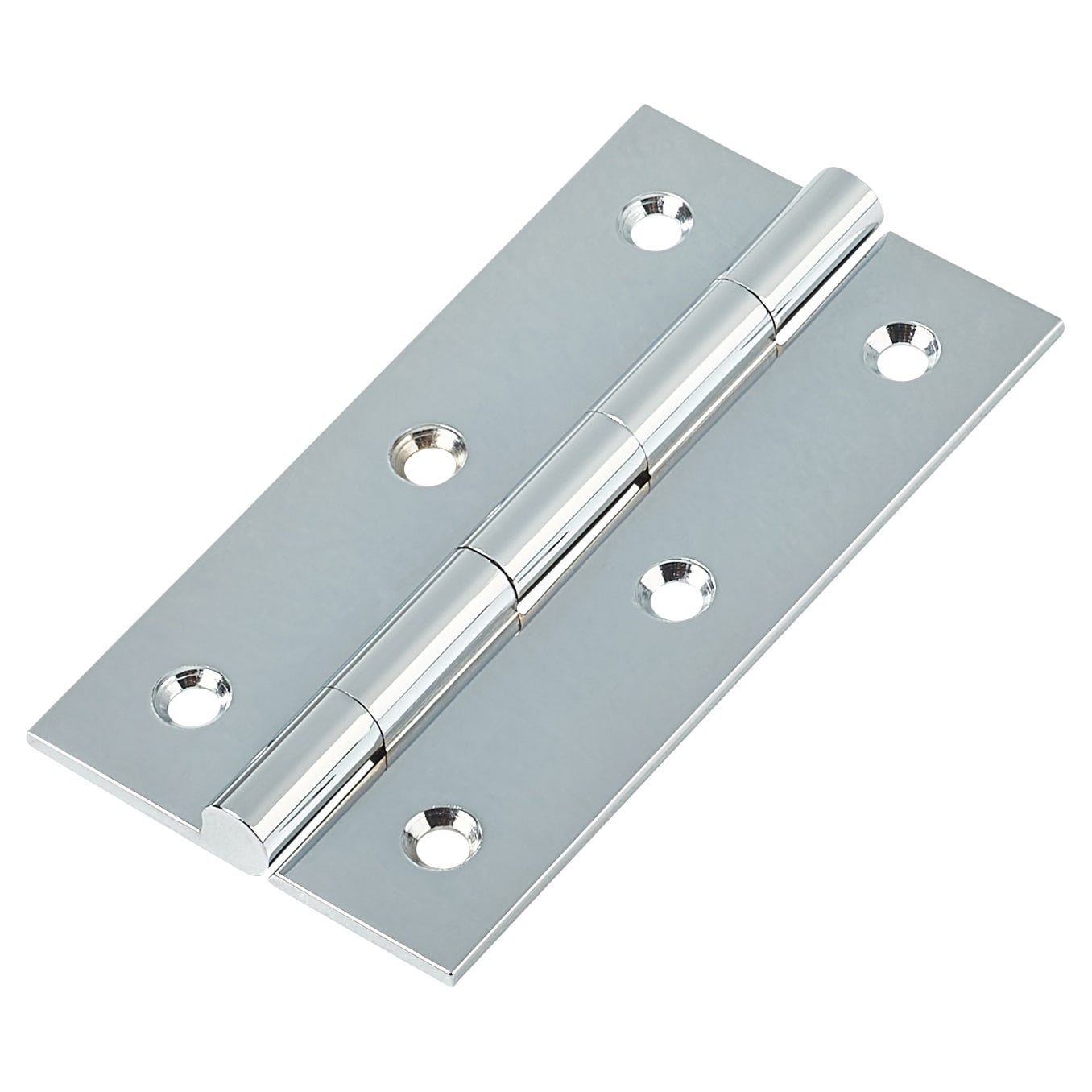Solid Drawn Butt Cabinet Hinge - 75 x 40 x 2.0mm - Polished Chrome - Pair - view 2