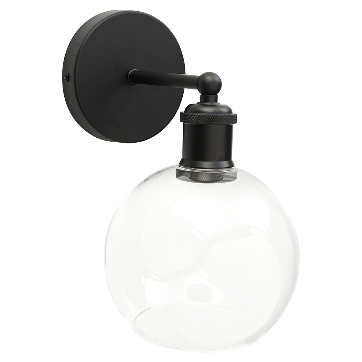 Divi Indoor Wall Light - Matt Black Fittings and Domed Clear Glass Shade - view 3