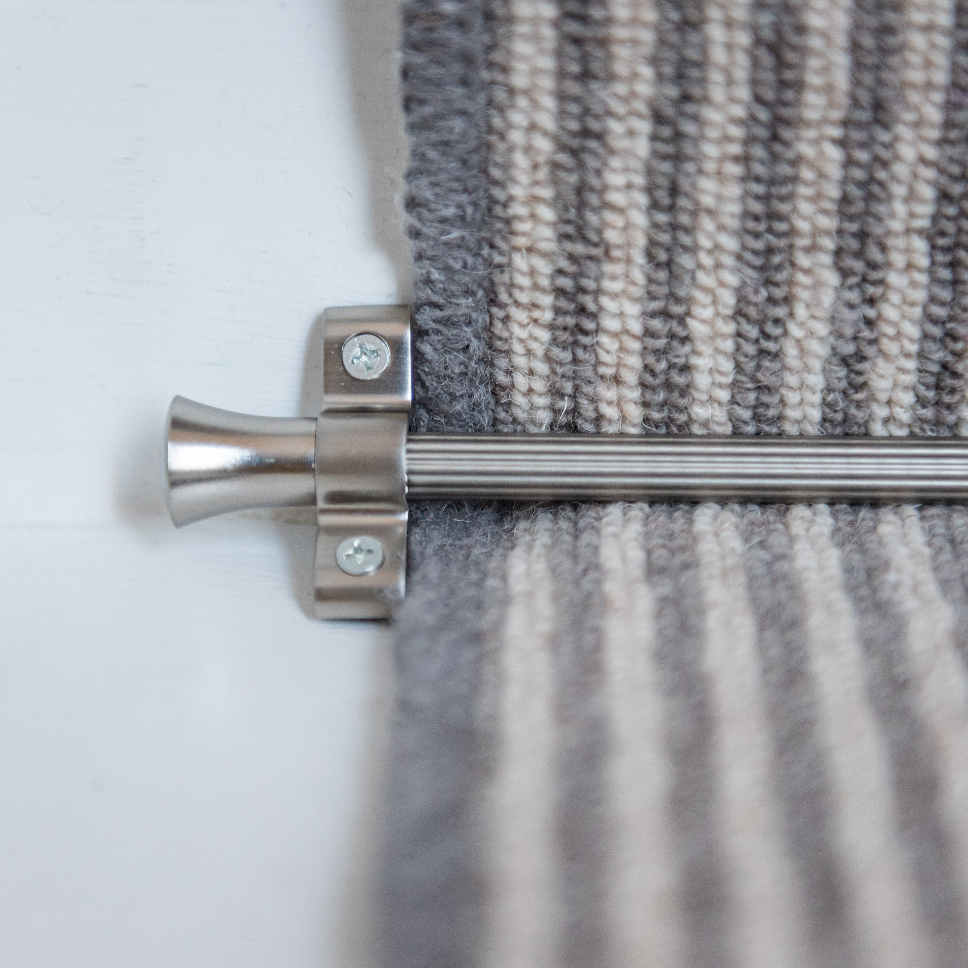 Lines Stair Rod with Fluted Finials - 900mm Length - Satin Nickel - view 5