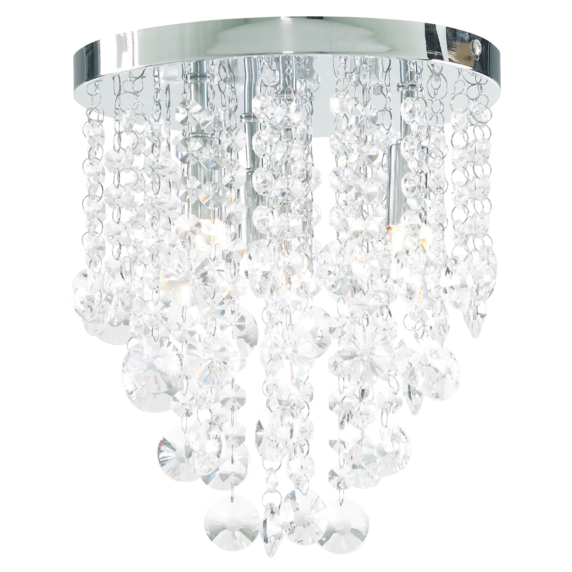Forum Spa Celeste 4 Light Flush Ceiling Light - Polished Chrome Fittings & Crystal Droplets - view 2