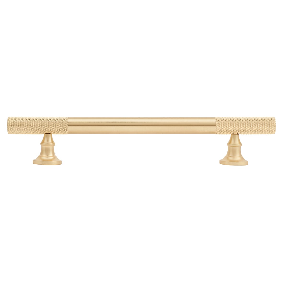 York 12mm Partially Knurled T-Bar Cabinet Pull Handle - 128mm Centres - Satin Brass - view 2
