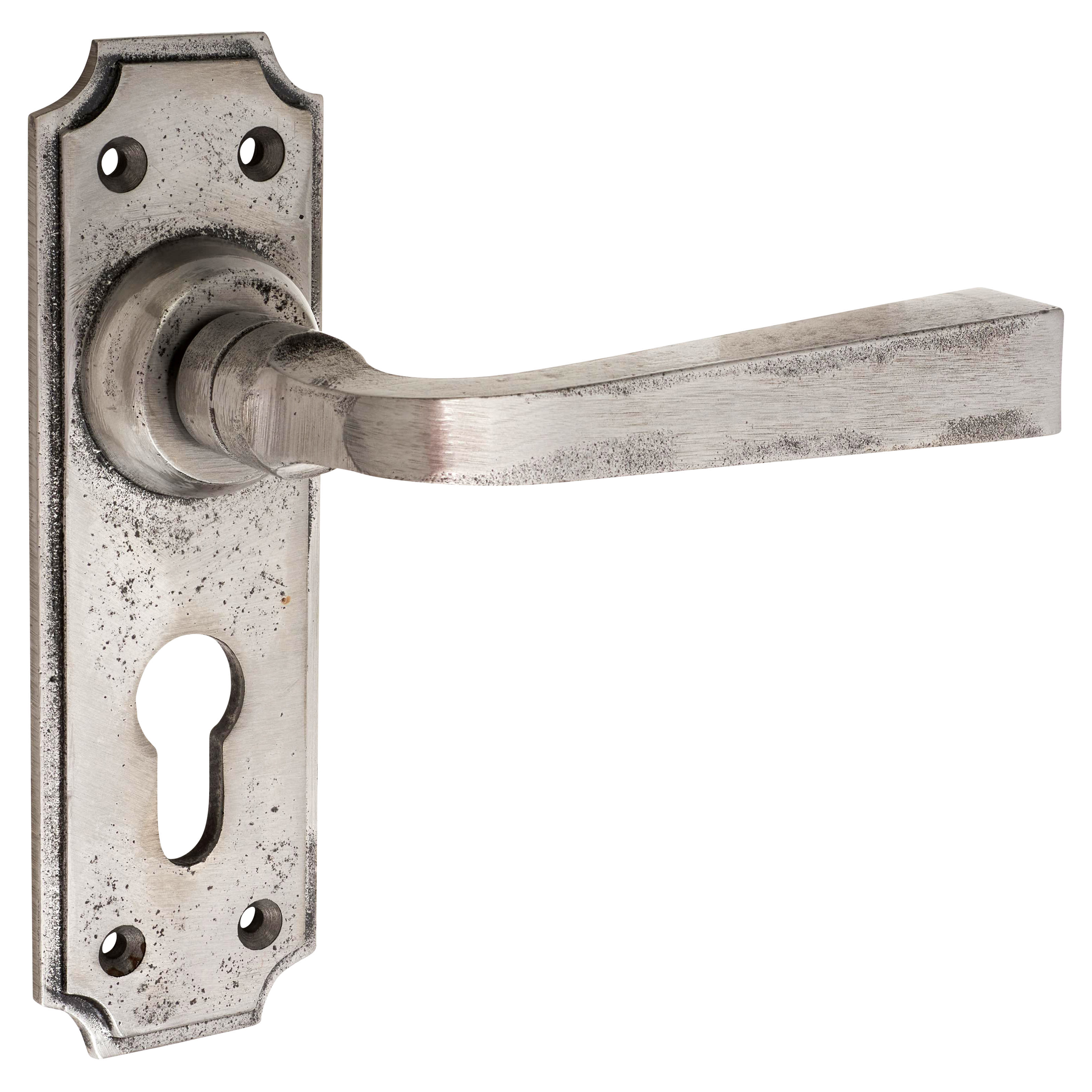 Polished Iron Euro Lock Door Handles - York Range - 152 x 48mm - view 2