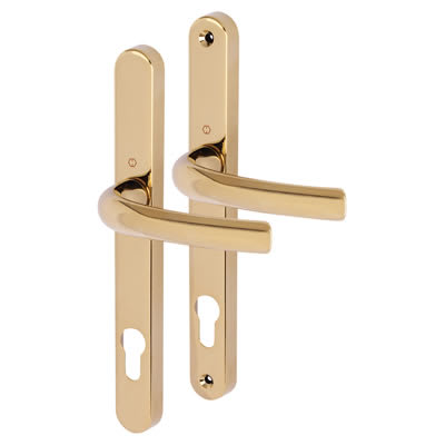 M1710RH/3841N Polished Brass uPVC Multipoint Door Handles - Long Plate - 92mm c/c - Tokyo Range - view 2
