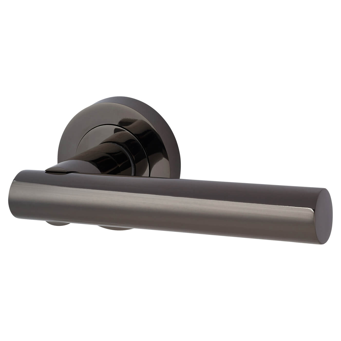 Black Nickel Bathroom Lock Door Handles on Rose Pack - Bella Range - view 3