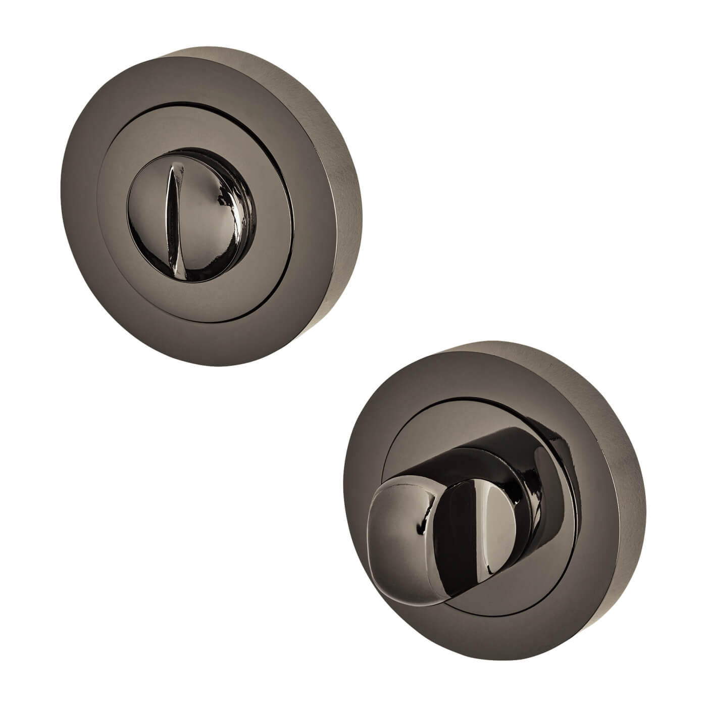 Black Nickel Bathroom Lock Door Handles on Rose Pack - Bella Range - view 4