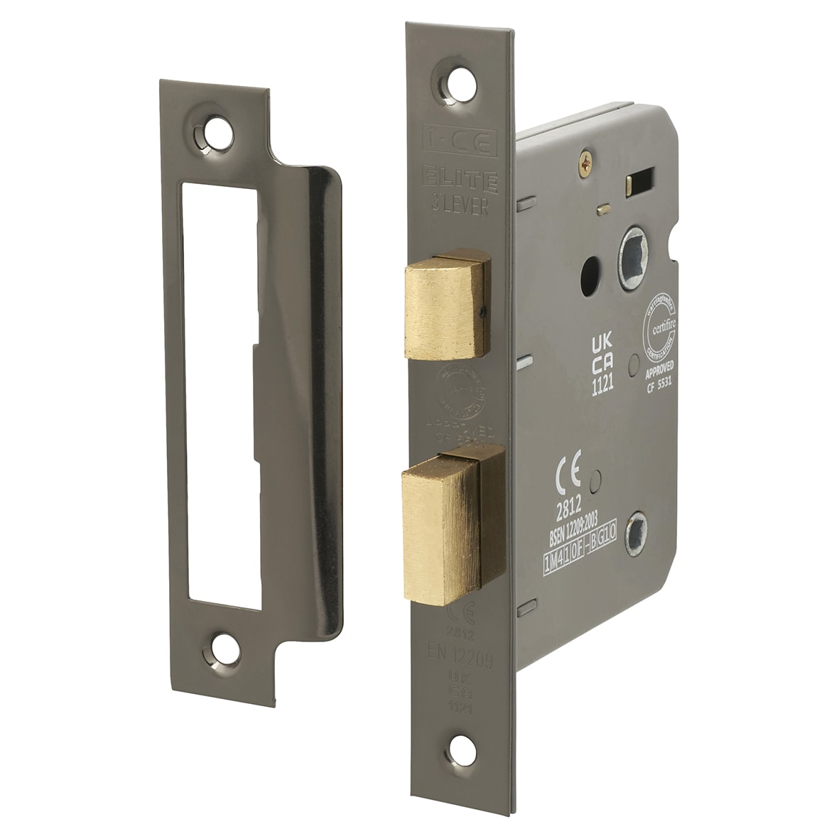 Black Nickel Bathroom Lock Door Handles on Rose Pack - Bella Range - view 5