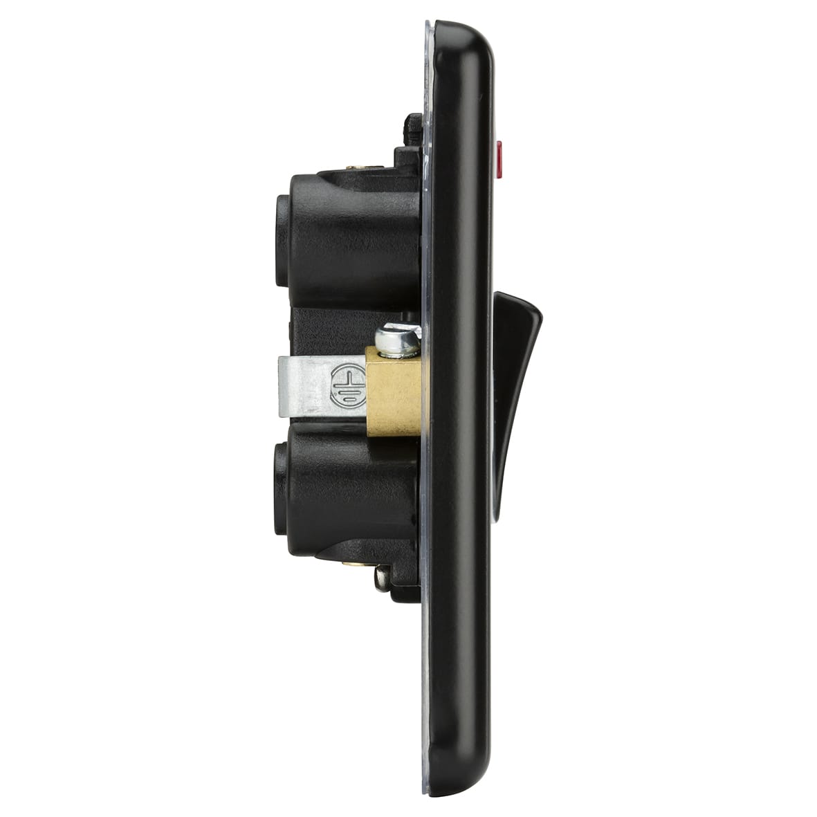 45A 1 Gang Round Edge Double Pole Cooker Switch with Neon - Matt Black - view 3