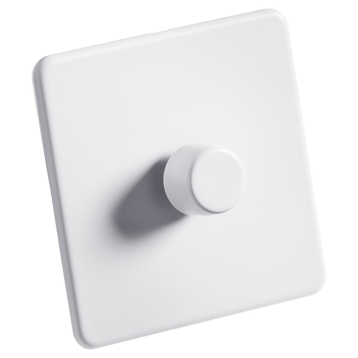 5 - 150W 1 Gang 2 Way Push On/Off Rotary Intelligent LED Dimmer Switch - Matt White - view 2