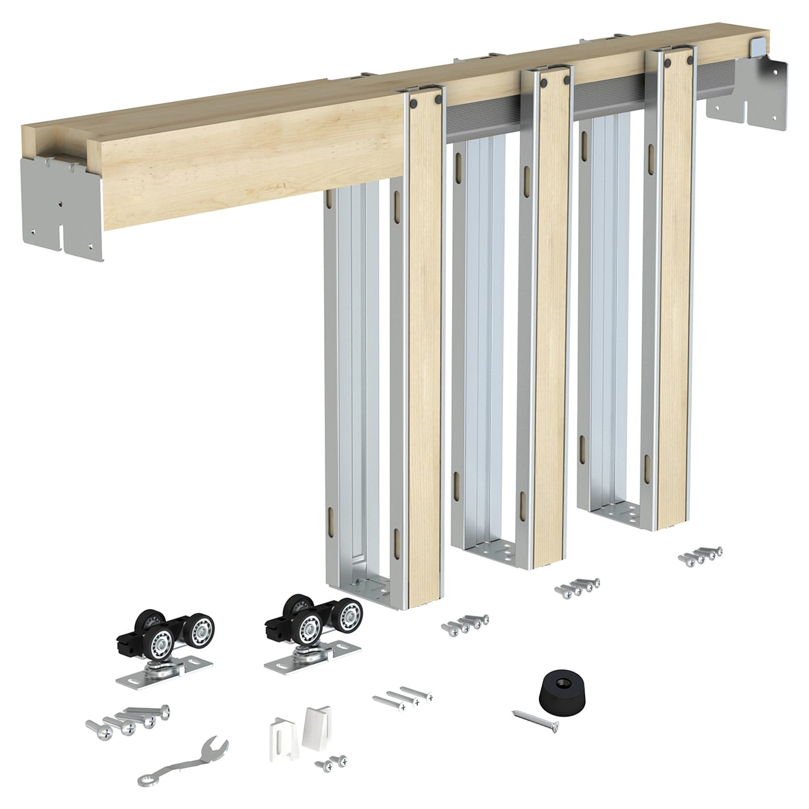 Ultra Double Pocket Door Kit with Soft Close - 120mm Finished Wall - 1200 x 2400mm Door Size - view 2