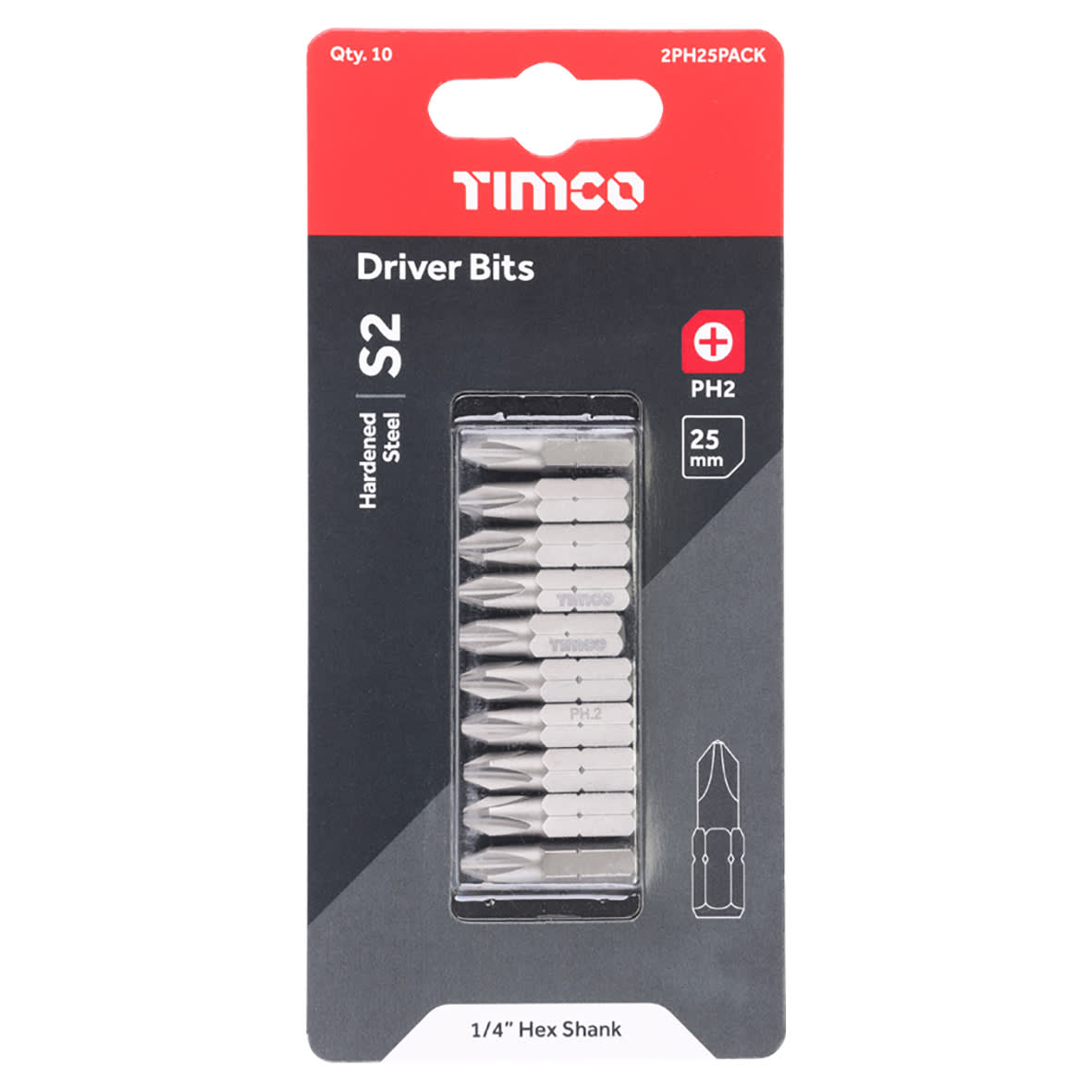 Steel Driver Bits - Phillips - - 25mm Length - Pack of 10 - view 3