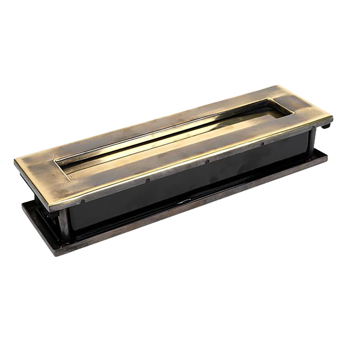 Traditional Letter Plate - 315 x 92mm - Door Thickness 42-72mm - Aged Brass - view 3