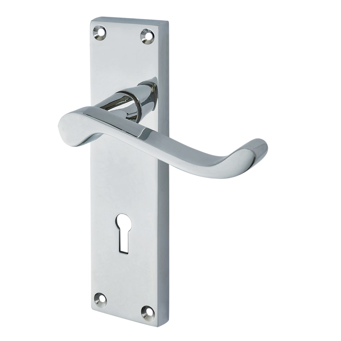 Polished Chrome Budget Scroll 3 Lever Sashlock Door Handles Pack - Mia Range - view 2