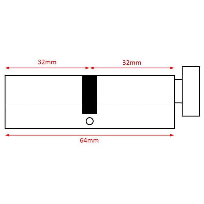 J2X28 Pattern 5 Pin 64mm Euro Thumbturn Cylinder - 32mm Turn + 32mm - Satin Chrome - view 2