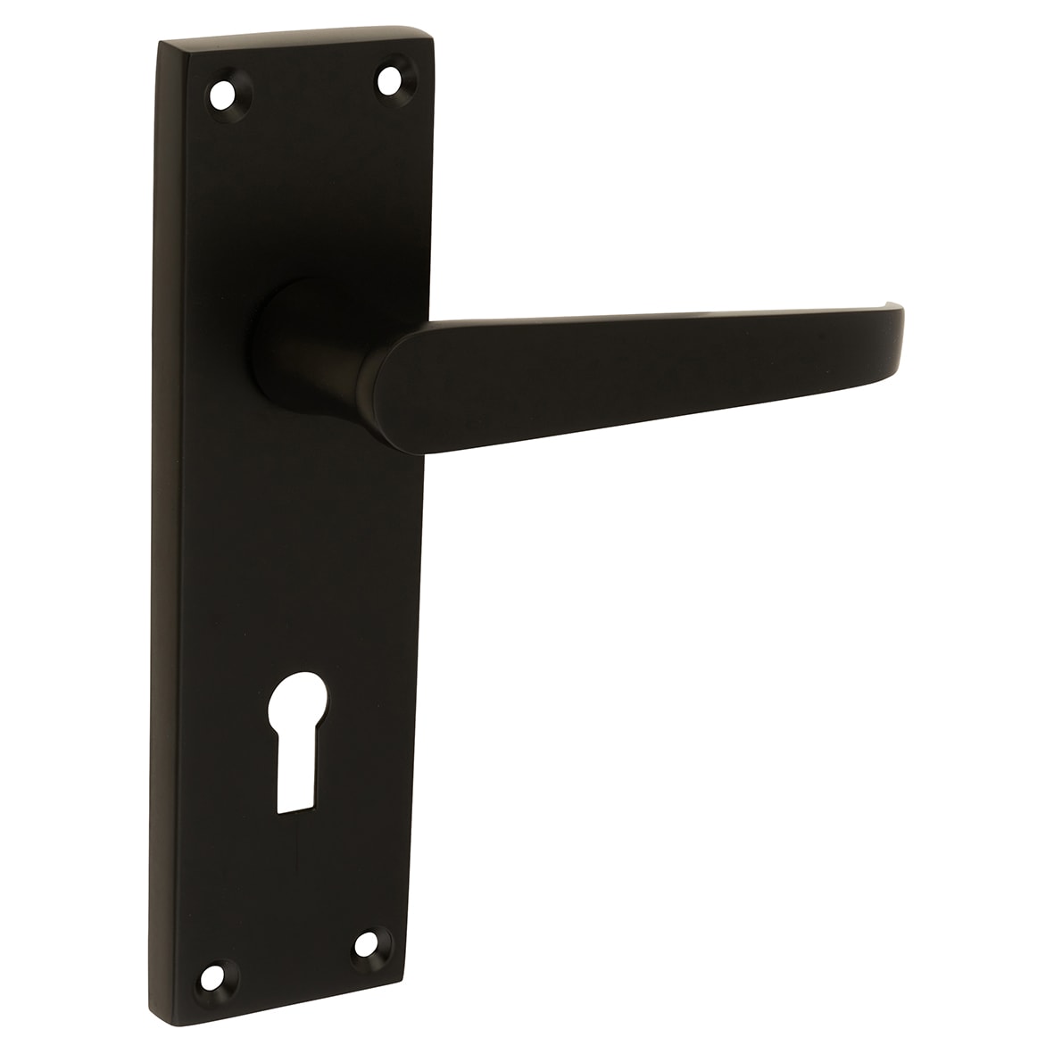 Matt Black Budget Straight Keyhole Lock Door Handles - Mia Range - 153 x 42mm - view 2