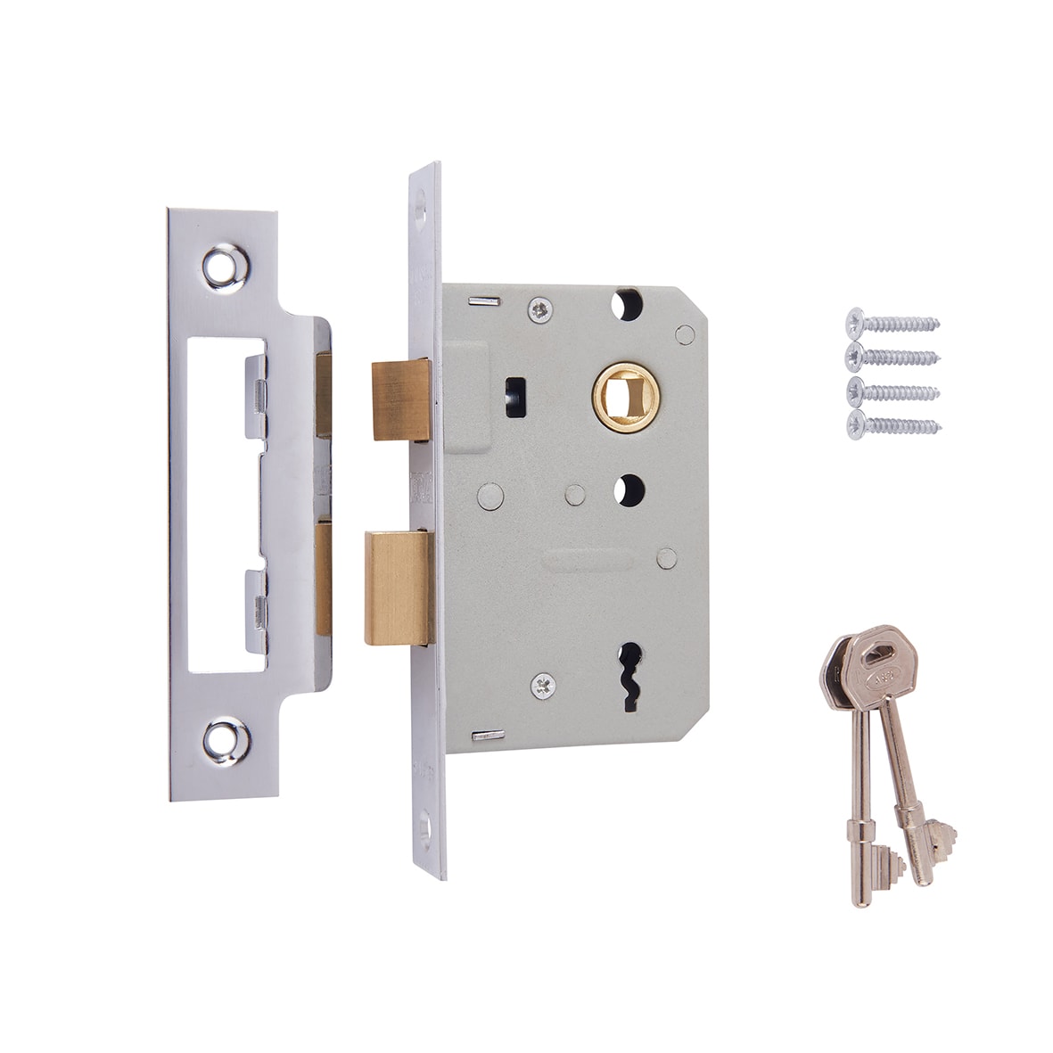 3 Lever Sashlock - 64mm Case - 44mm Backset - Polished Chrome - view 4