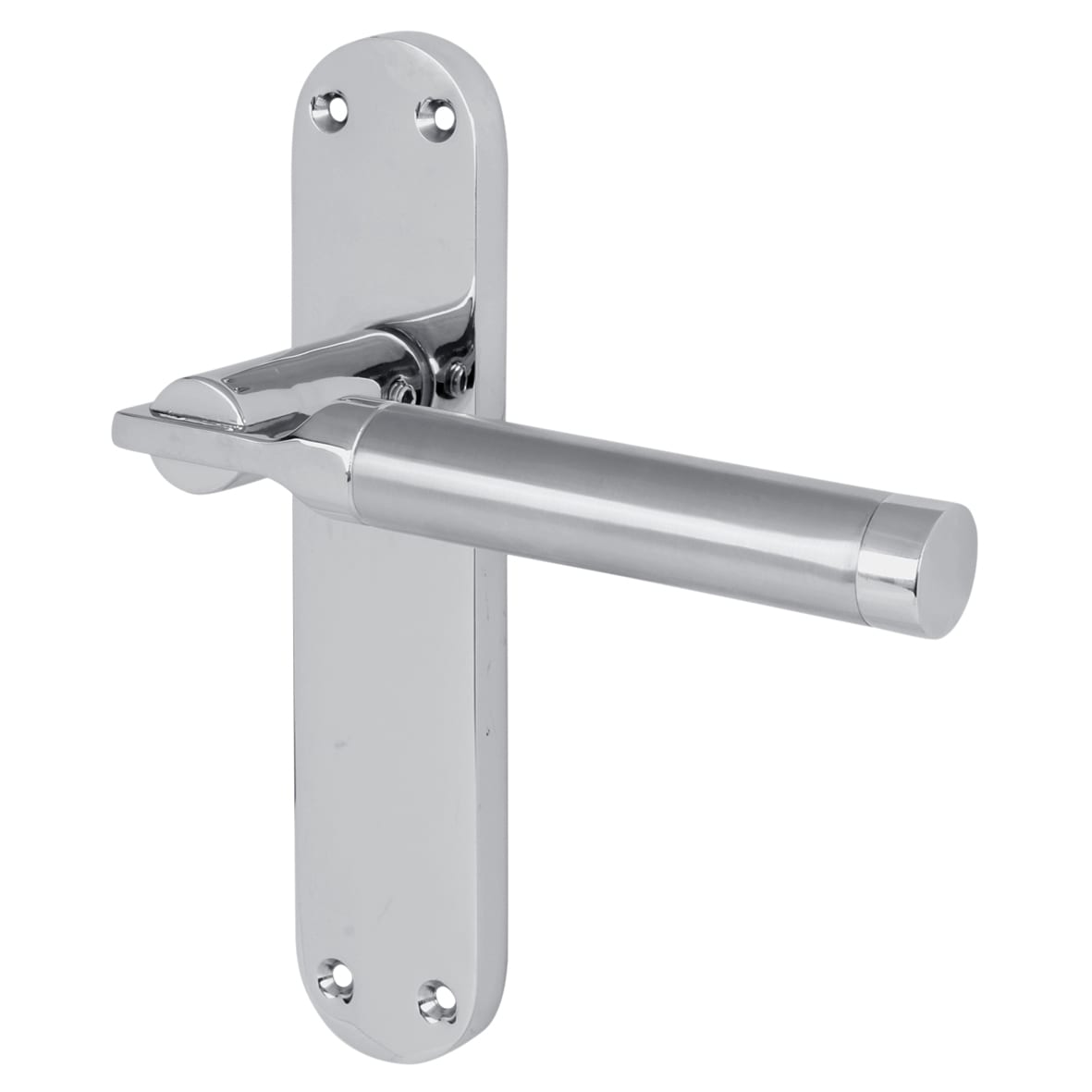 Satin/Polished Chrome Latch Door Handles Pack - Parma Range - view 2