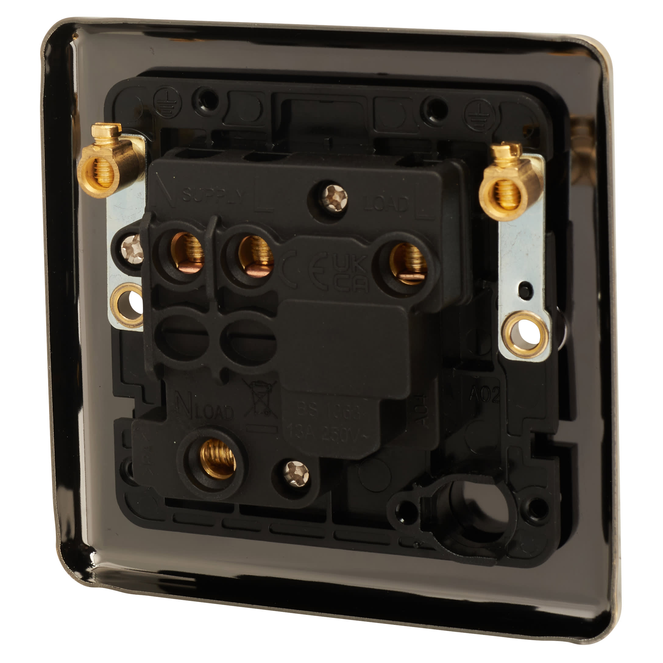 Enhance Decorative 13A 1 Gang DP Switched Fused Spur - Antique Brass with Black Inserts - view 3