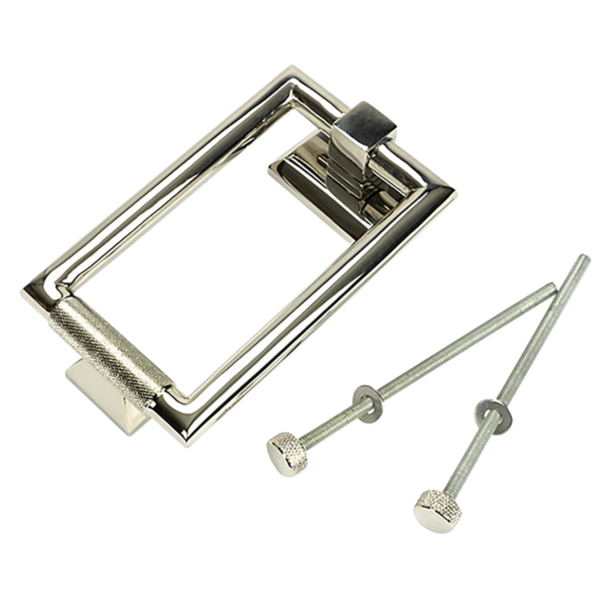 Brompton Rectangular Knurled Door Knocker - Polished Nickel - 145 x 90mm - view 2