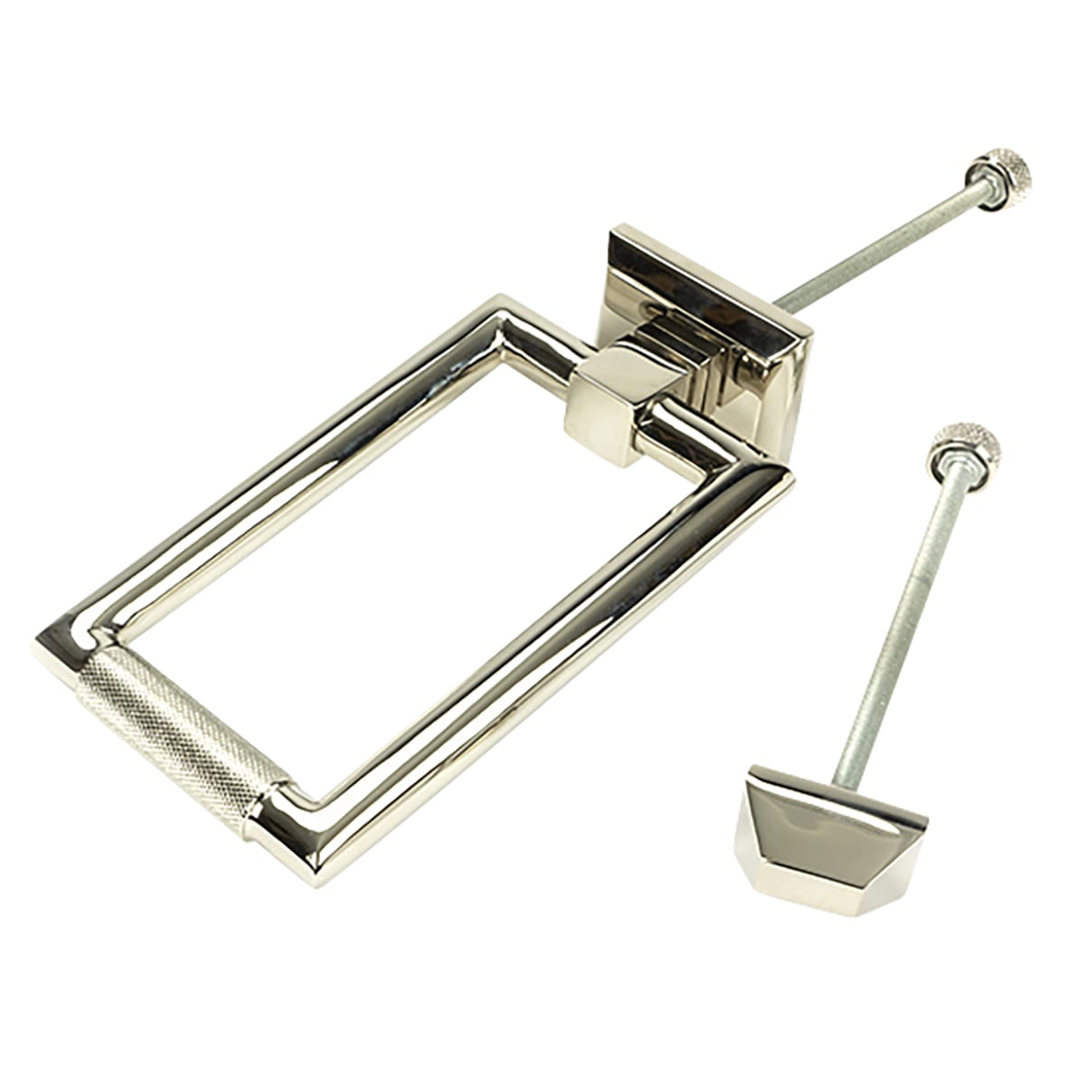 Brompton Rectangular Knurled Door Knocker - Polished Nickel - 145 x 90mm - view 3