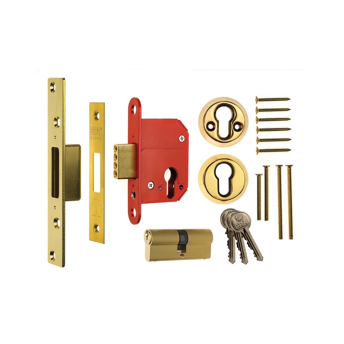Fortress:2007 Euro Profile Deadlock - 76mm Case - 56mm Backset - Polished Brass - view 2