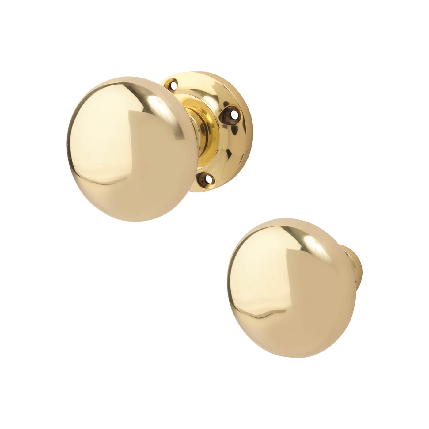 Polished Brass Round Rim Door Knob - 57mm Rose Diameter - view 2