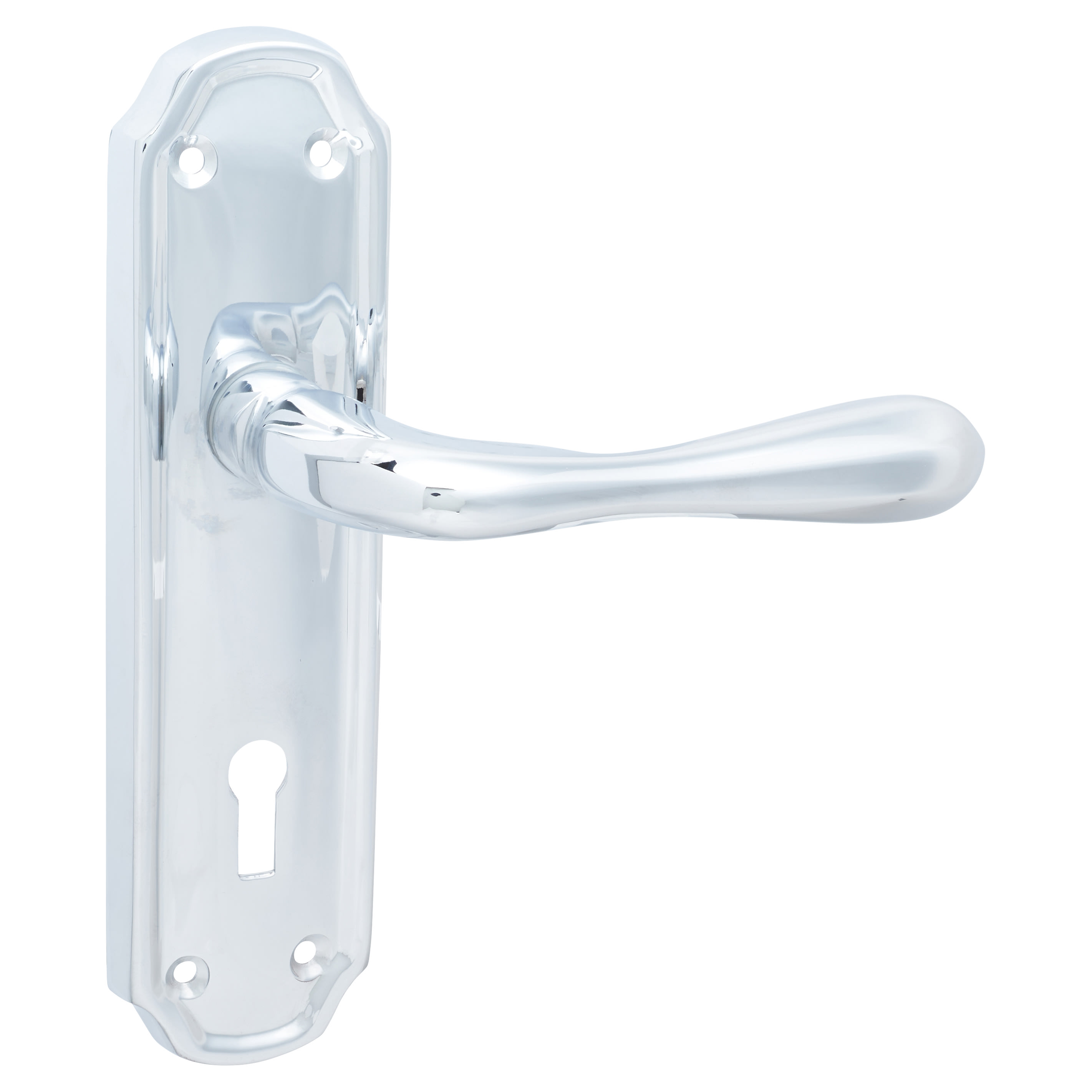 Polished Chrome Keyhole Lock Door Handles - Genoa Range - 168 x 45mm - view 4