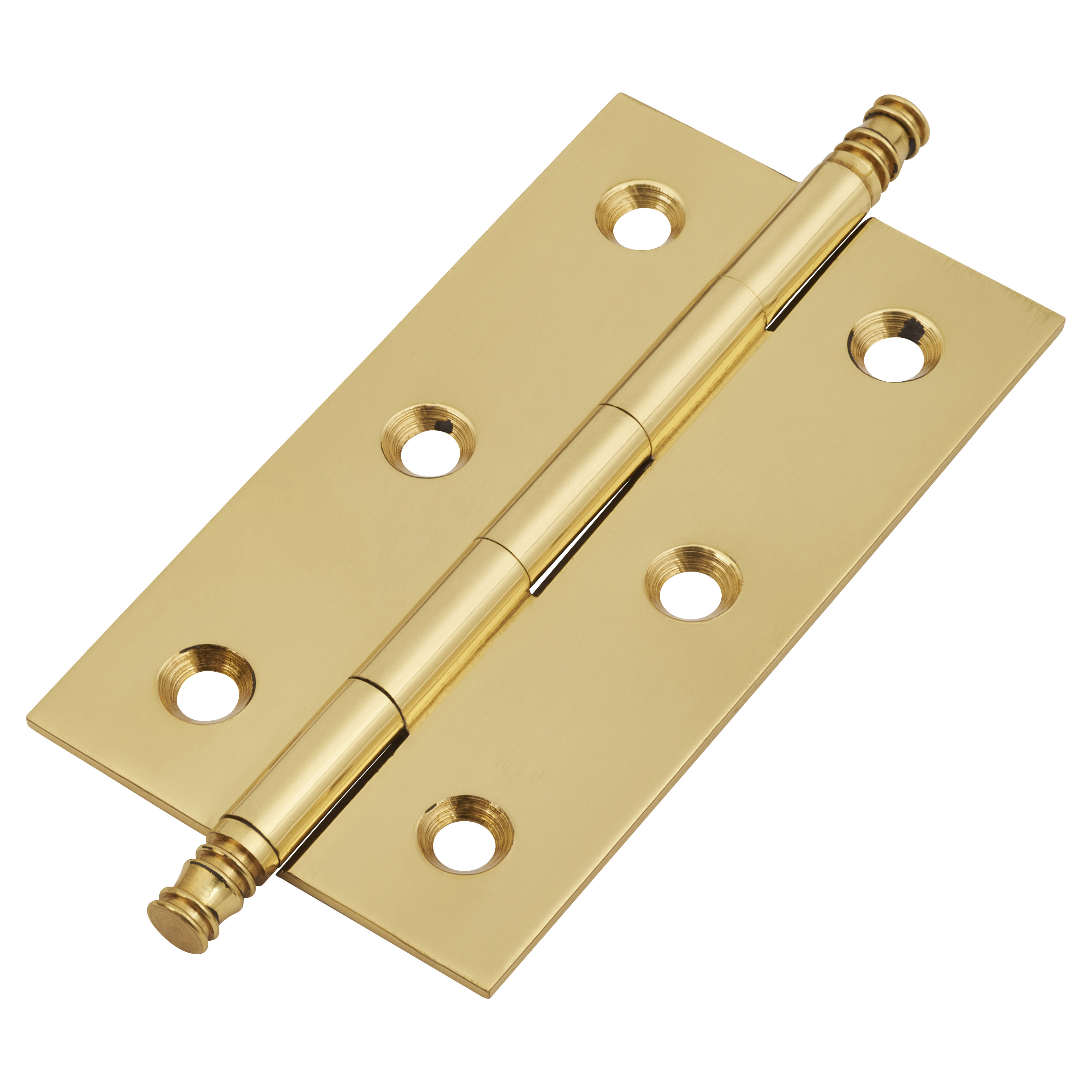 Solid Drawn Finial Butt Cabinet Hinge - 64 x 35 x 1.45mm - Polished Brass - Pair - view 2