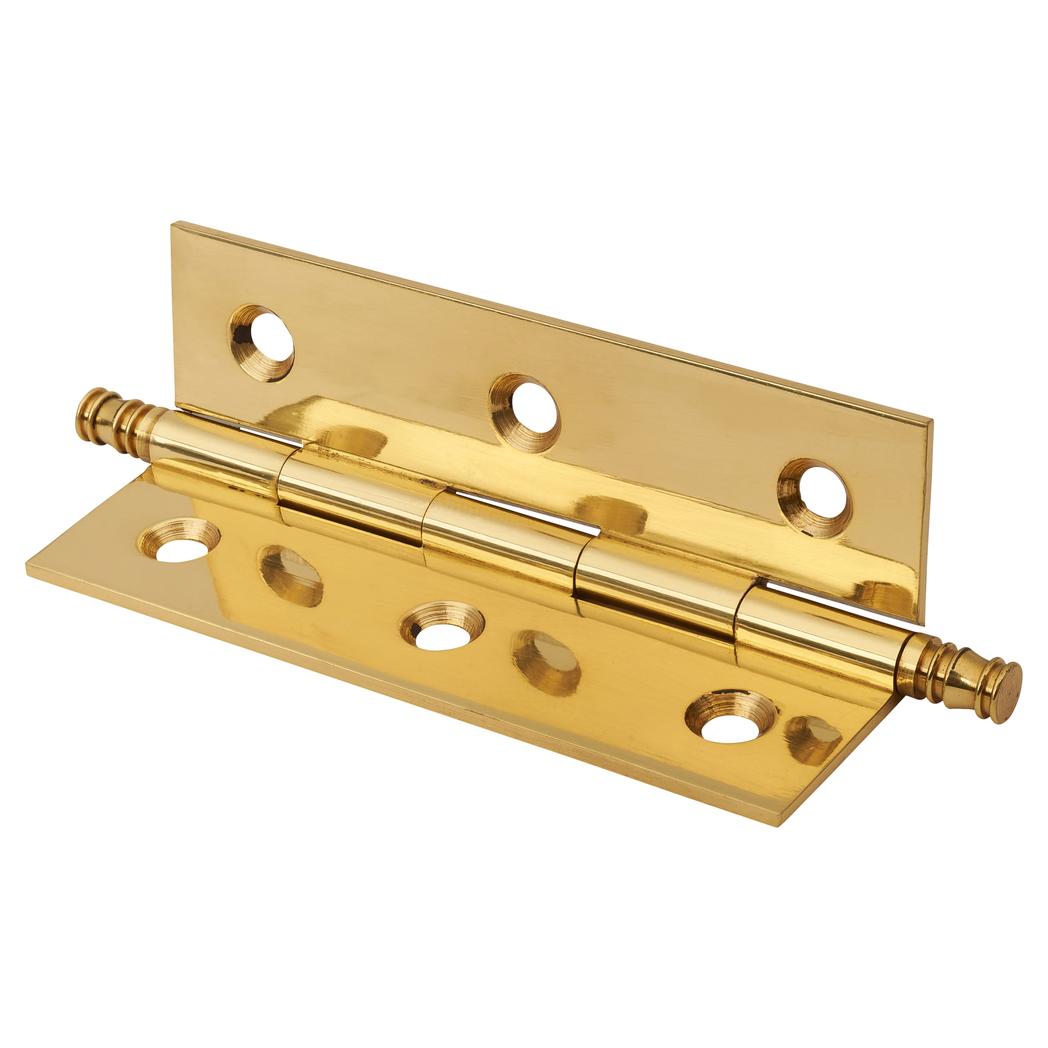 Solid Drawn Finial Butt Cabinet Hinge - 64 x 35 x 1.45mm - Polished Brass - Pair - view 3