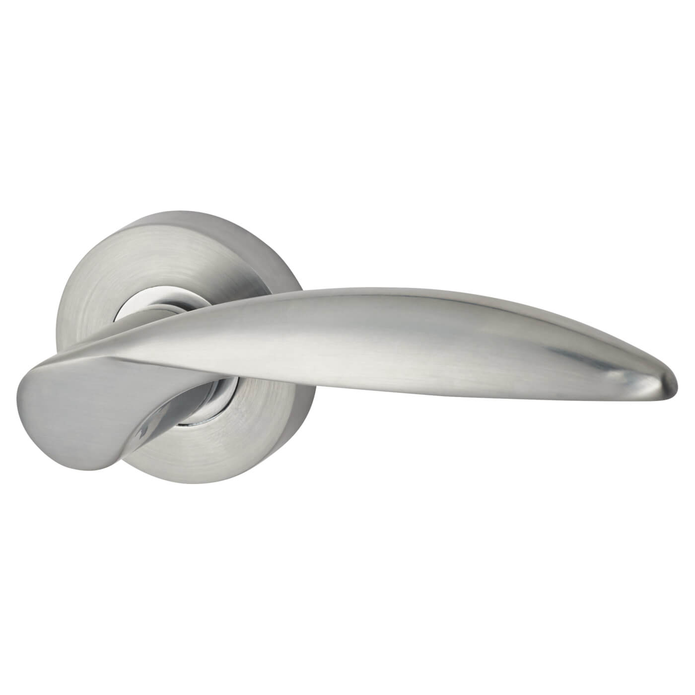 Satin Chrome Door Handles on Round Rose - Cresta Range - view 2