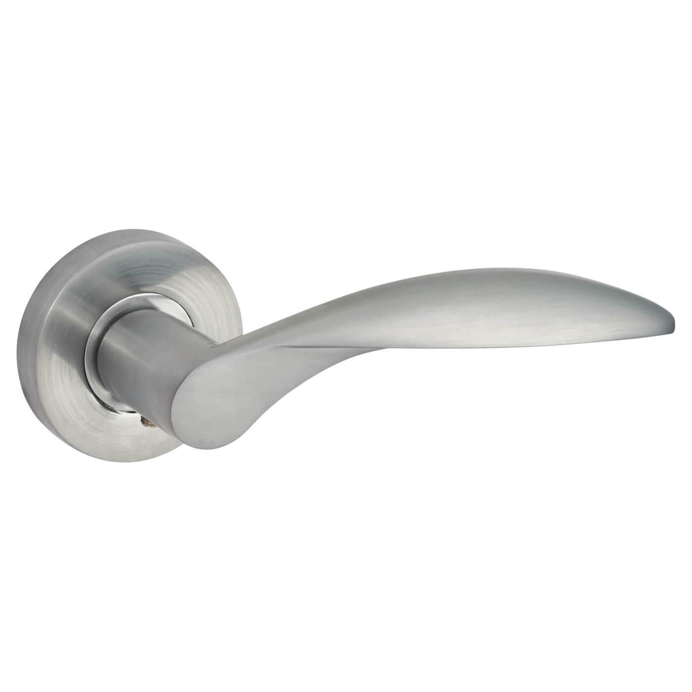 Satin Chrome Door Handles on Round Rose - Cresta Range - view 3