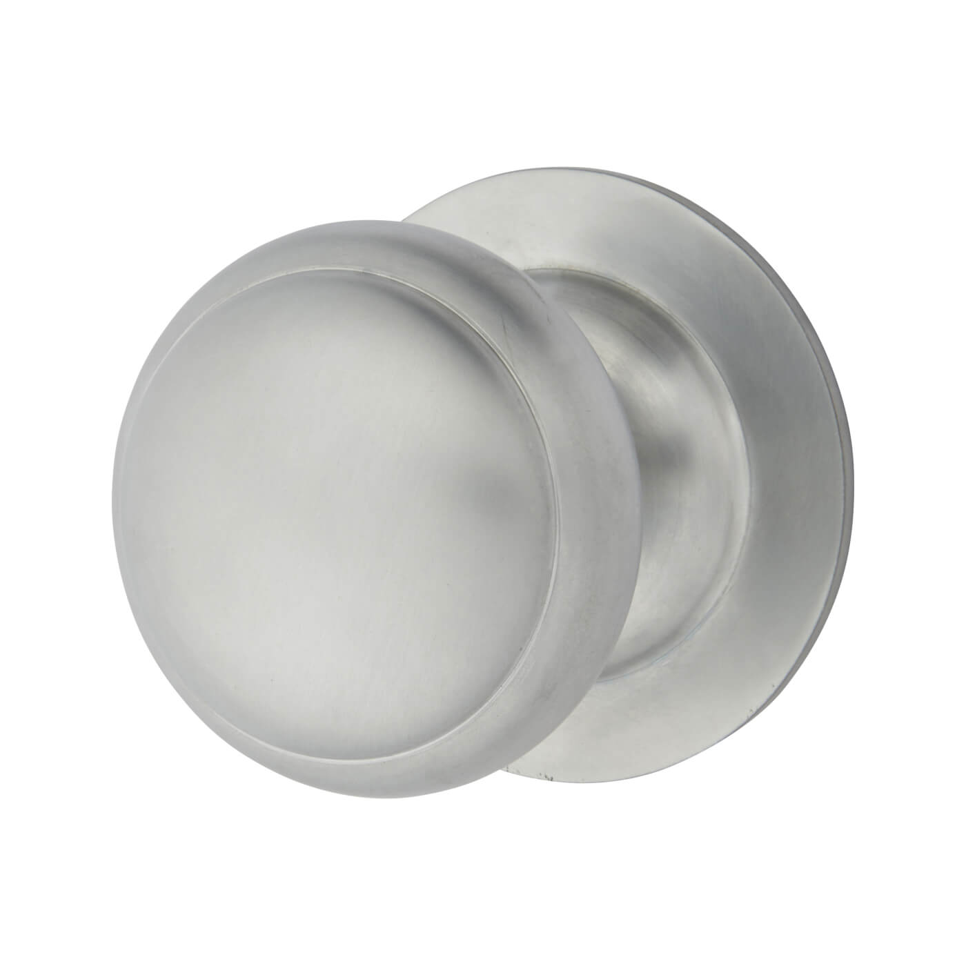 Satin Chrome Round Centre Door Knob - 83mm Rose Diameter - view 2
