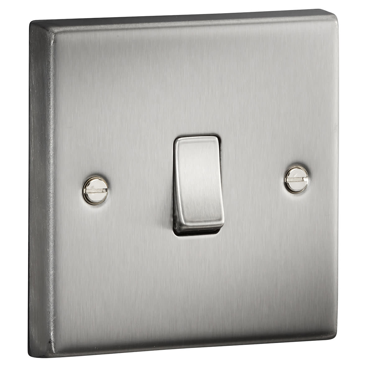10AX 1 Gang 2 Way Square Edge Plate Light Switch - Brushed Chrome - view 2