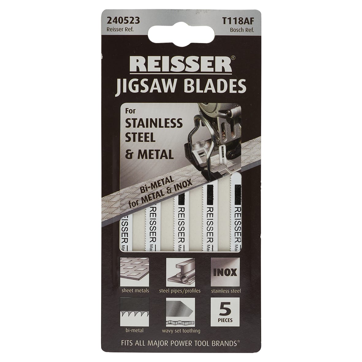 T118AF Jigsaw Blade for Metal - 76.5 x 7.8 x 1mm - 21 TPI - Pack of 5 - view 2