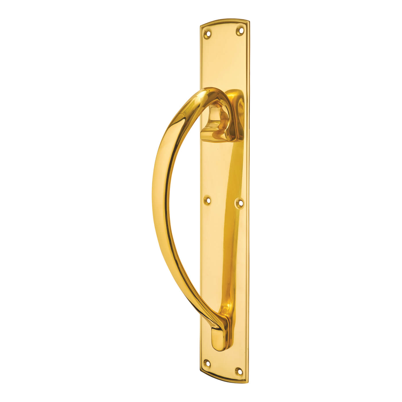 Polished Brass Offset Door Pull Handle on Plate - Screw Fix - 450 x 75mm - LH - view 2