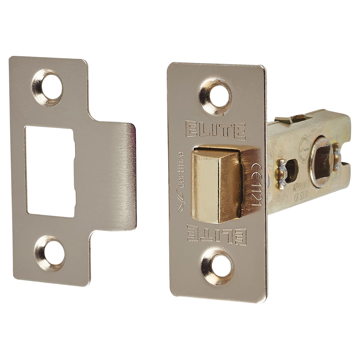Polished/Satin Nickel Latch Door Handles on Rose Pack - Ella Range - view 3