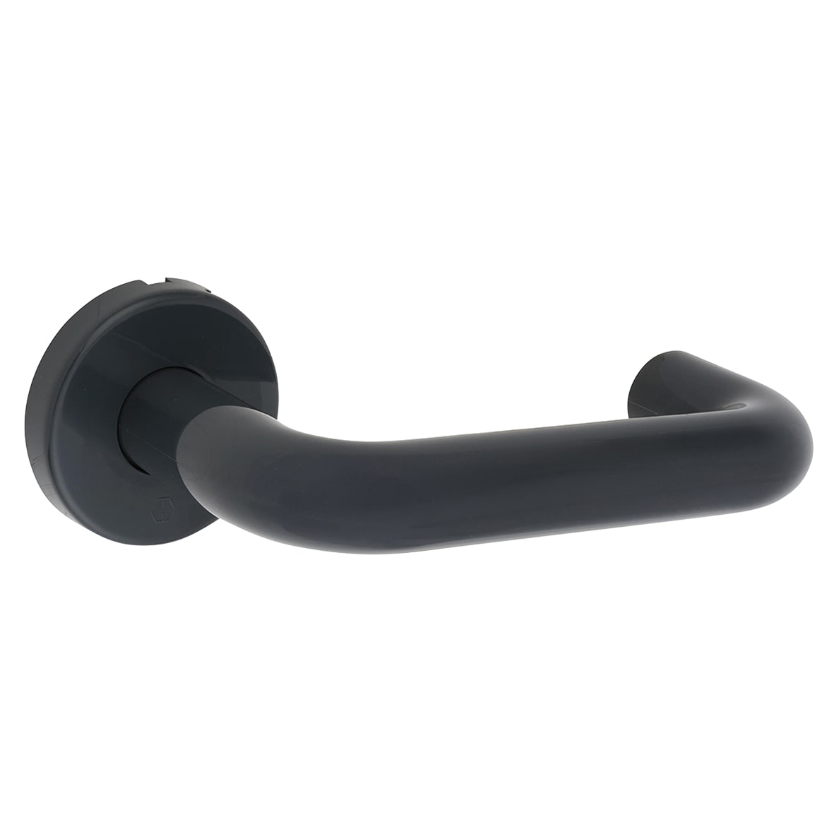 Anthracite Grey Nylon Steel Core Safety Door Handle on Rose - Paris Range - view 5