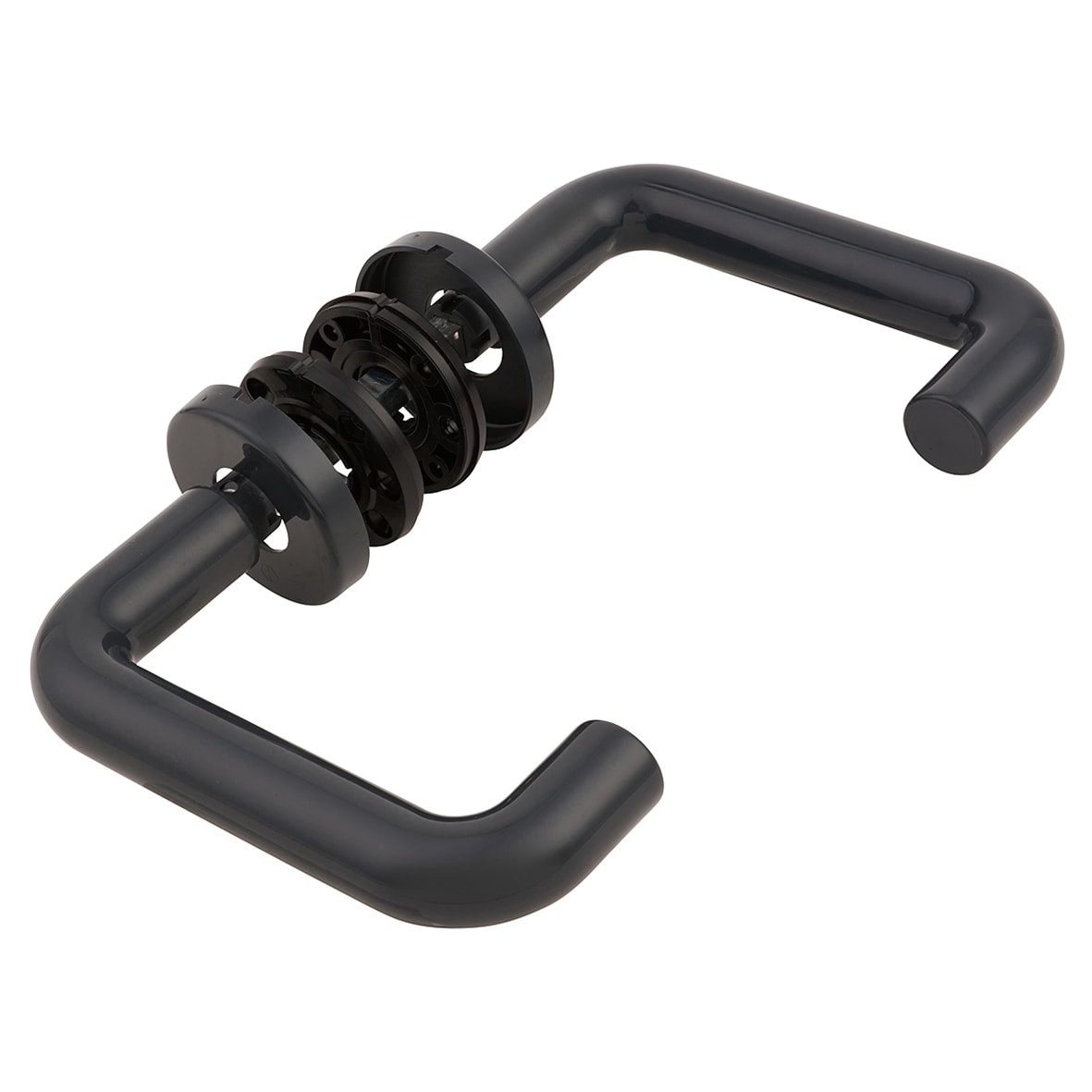 Anthracite Grey Nylon Steel Core Safety Door Handle on Rose - Paris Range - view 6