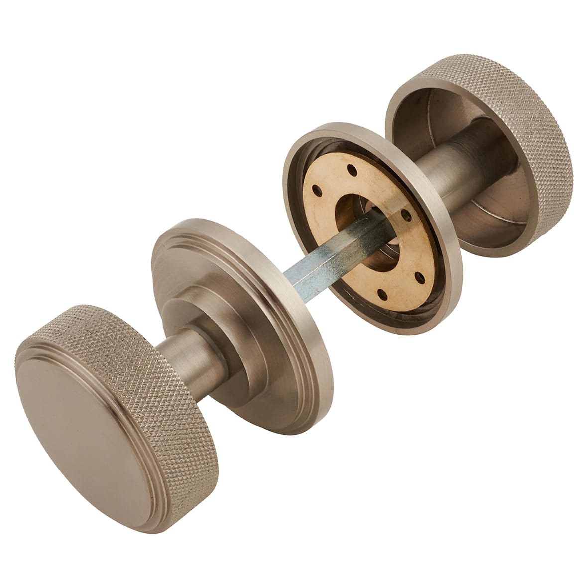 Satin Nickel Knurled Mortice Door Knob - 62mm Rose Diameter - Riley Range - view 3