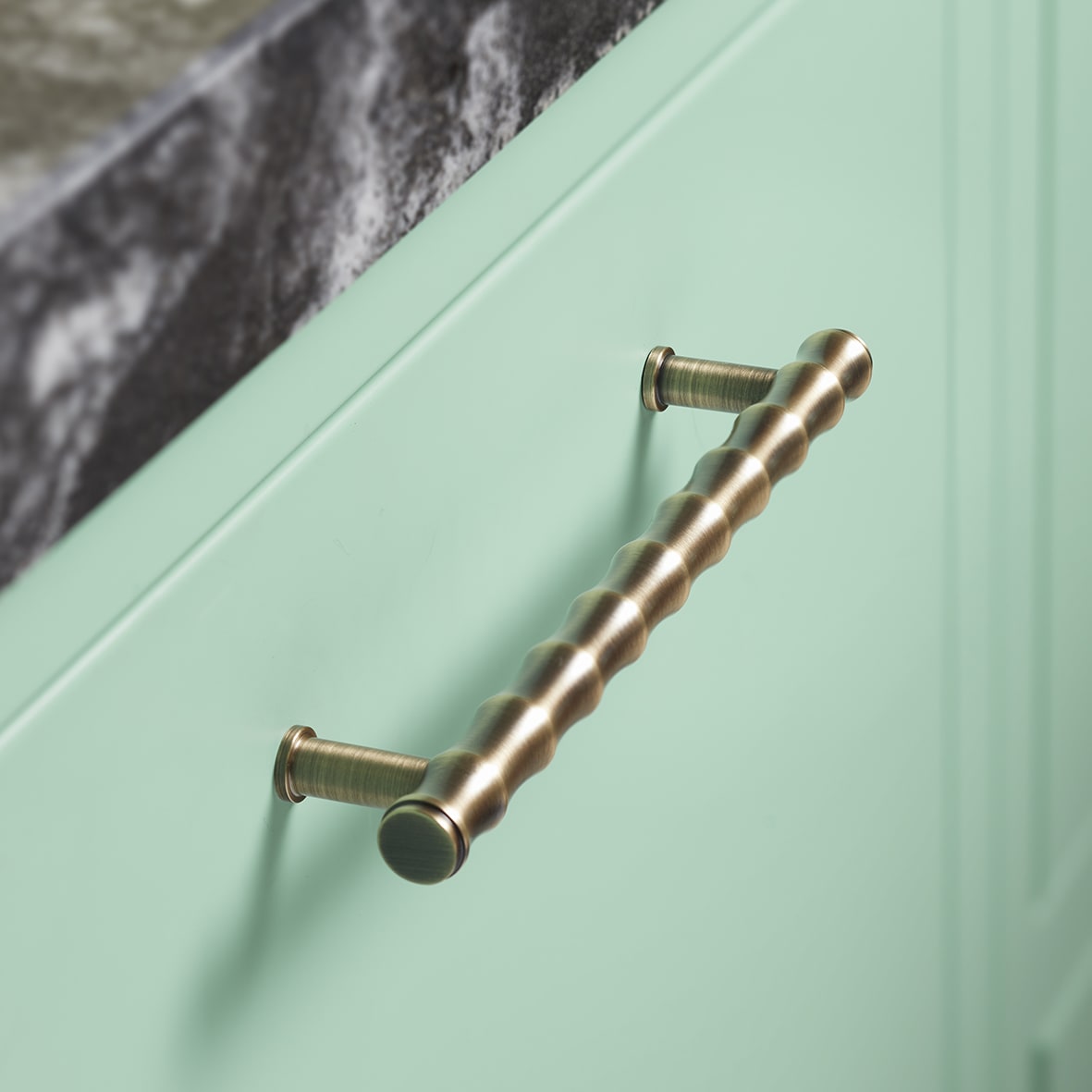 Crispin Bamboo 15mm T-Bar Cabinet Pull Handle - 160mm Centres - Antique Brass - view 3