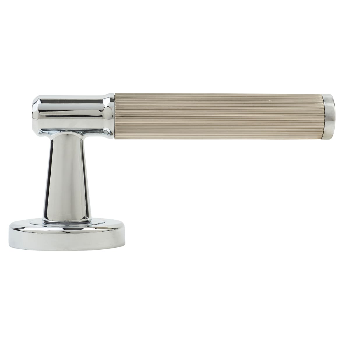 Brass Polished Chrome/Satin Nickel Lines Door Handles on Rose - Image Range - view 3