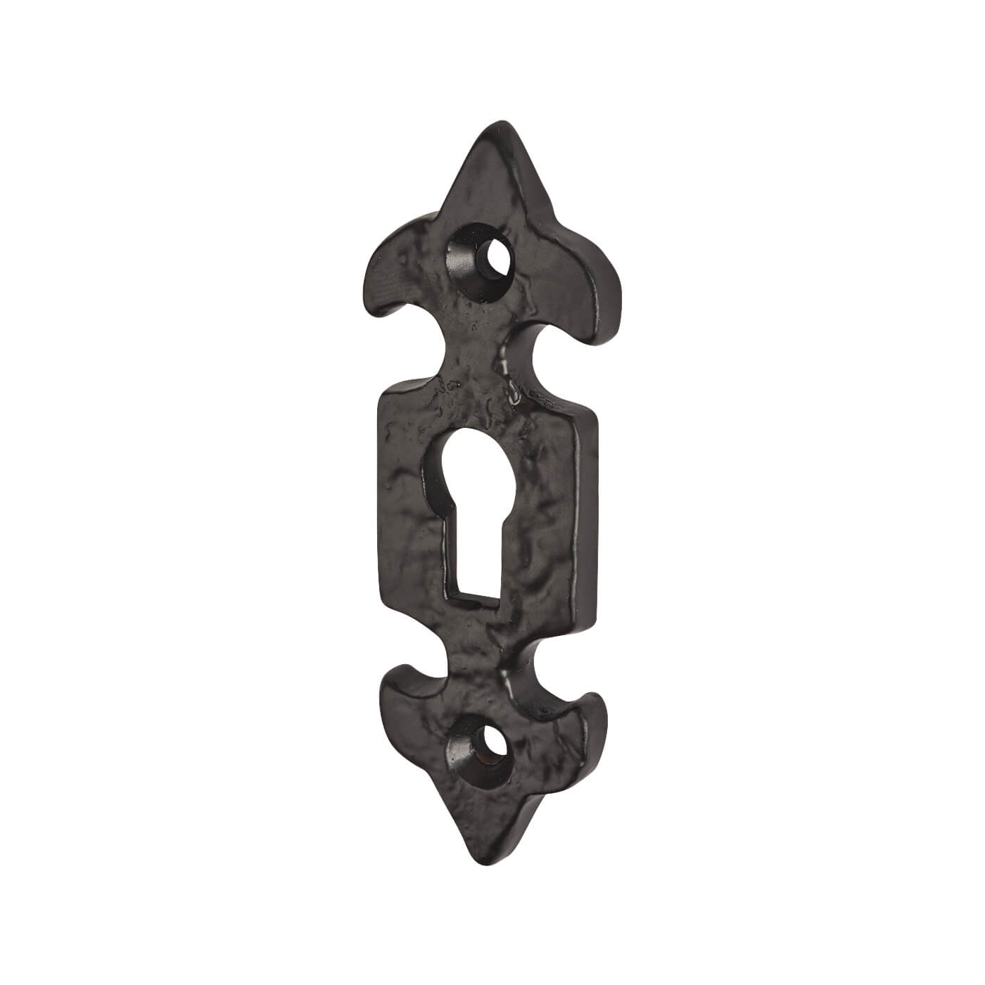 Fleur de Lys Escutcheon - 75 x 23mm - Keyhole - Antique Black Iron - view 2