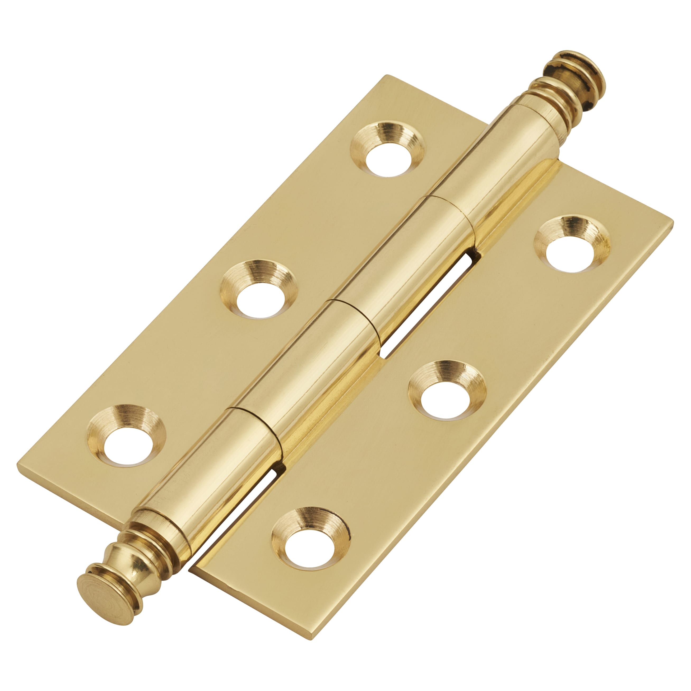 Solid Drawn Finial Butt Cabinet Hinge - 50 x 28 x 1.45mm - Polished Brass - Pair - view 2