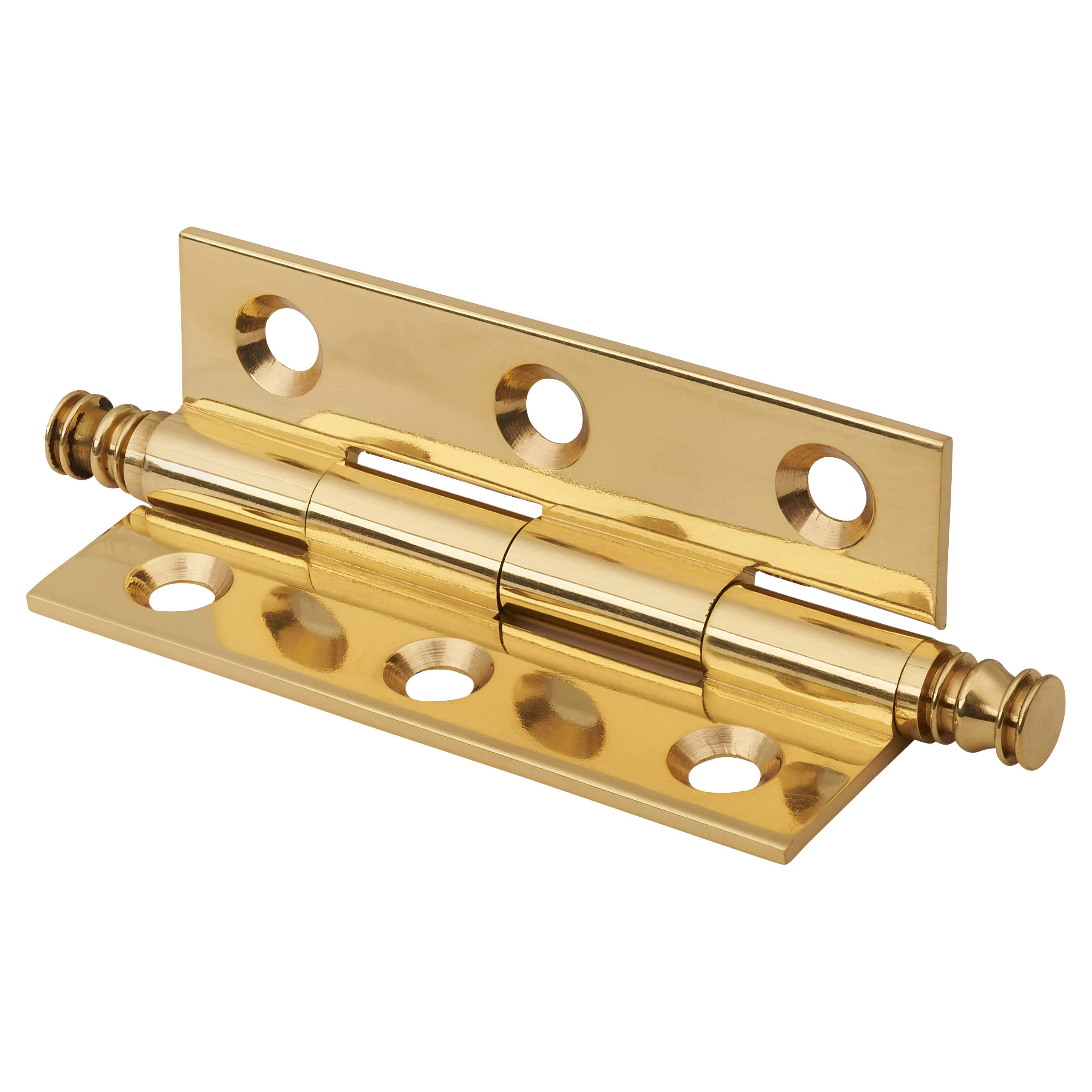 Solid Drawn Finial Butt Cabinet Hinge - 50 x 28 x 1.45mm - Polished Brass - Pair - view 3