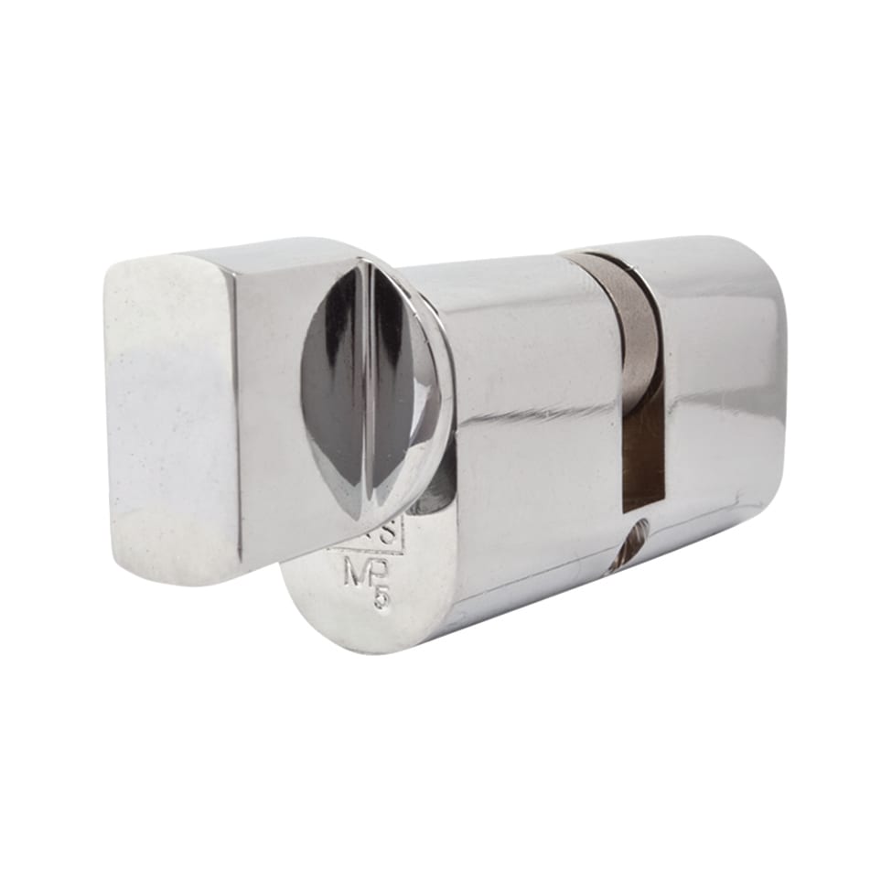 5 Pin 70mm Oval Thumbturn Cylinder - 35mm Turn + 35mm - Polished Chrome - Keyed Alike - view 3