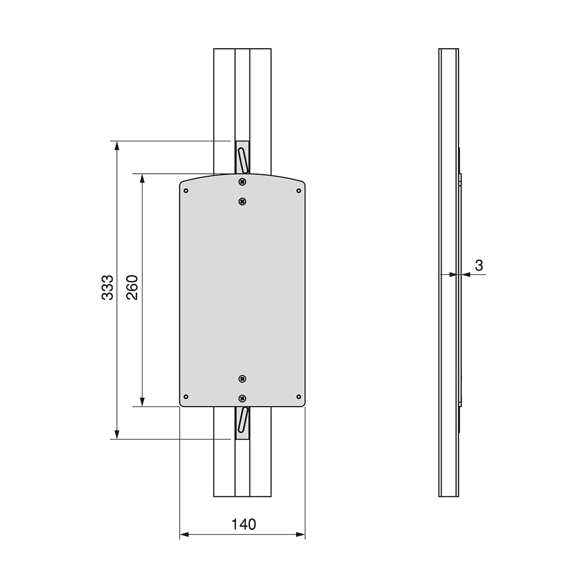 Zero Folding Hanger Bracket - 260 x 140mm - Black - view 2
