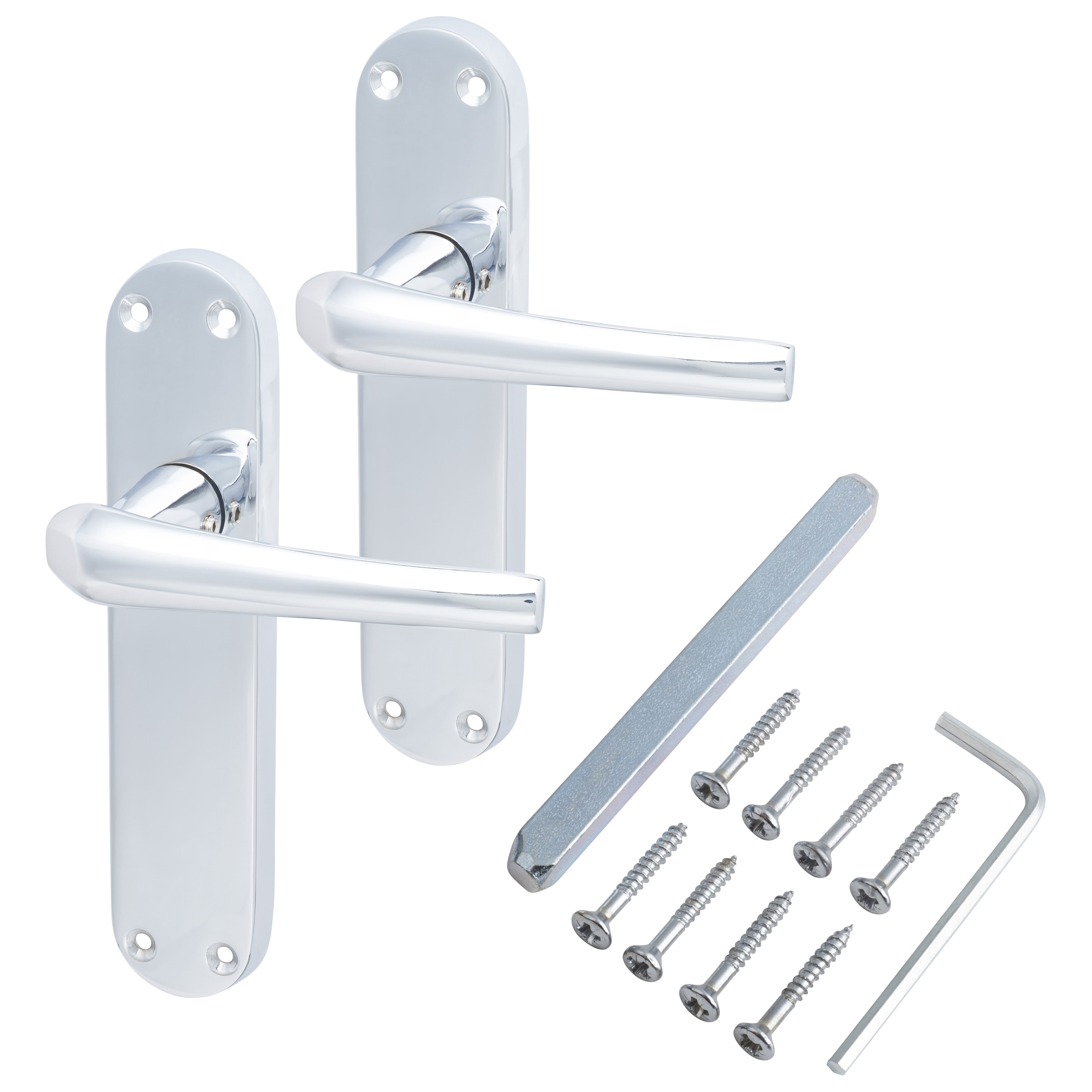 Polished Chrome Latch Door Handles - Naples Range - 182 x 40mm - view 3